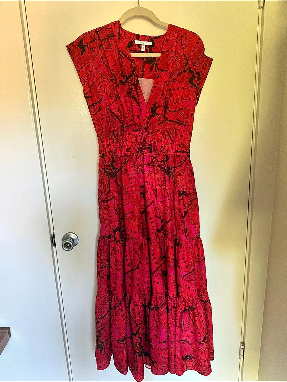 Derek Lam 10 Crosby Abstract Maxi Dress in Red & Black Size 8 Like New